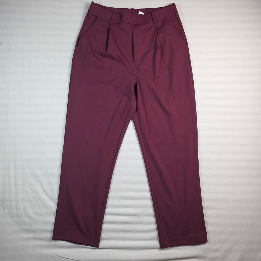 Halara Womens High Waisted Pleated Dress Pants Burgundy Size M Regular Pockets